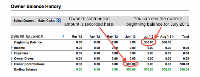 Owner's beginning balance