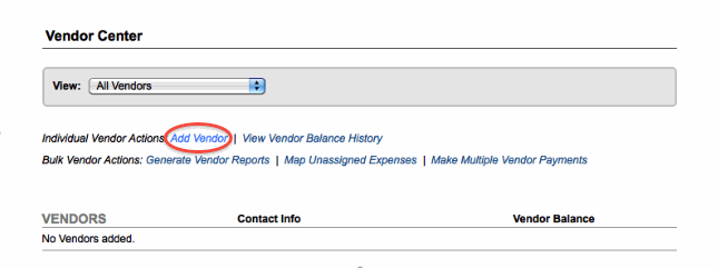 Adding Vendor Info