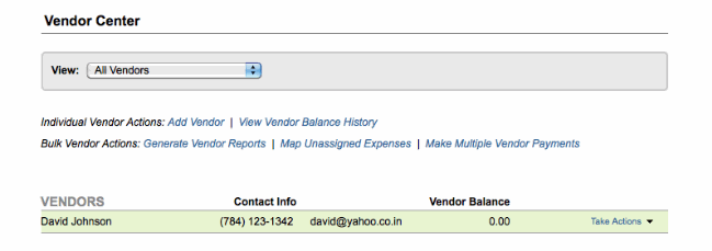 Adding Vendor Info