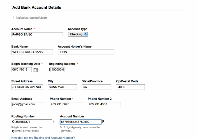 Adding New Bank Account